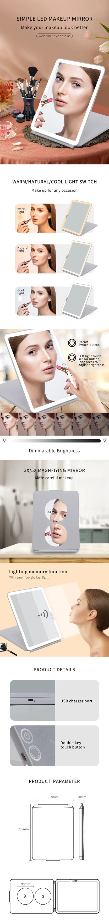 Irisé Portable LED Mirror - Rose Gold