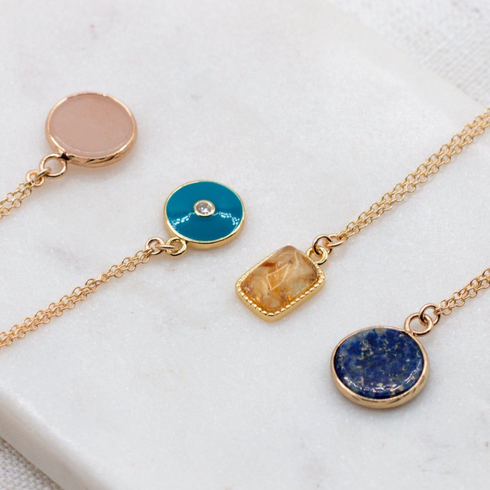 Evil Eye Enamel Protection Necklace with Cubic Zirconia - Image 4