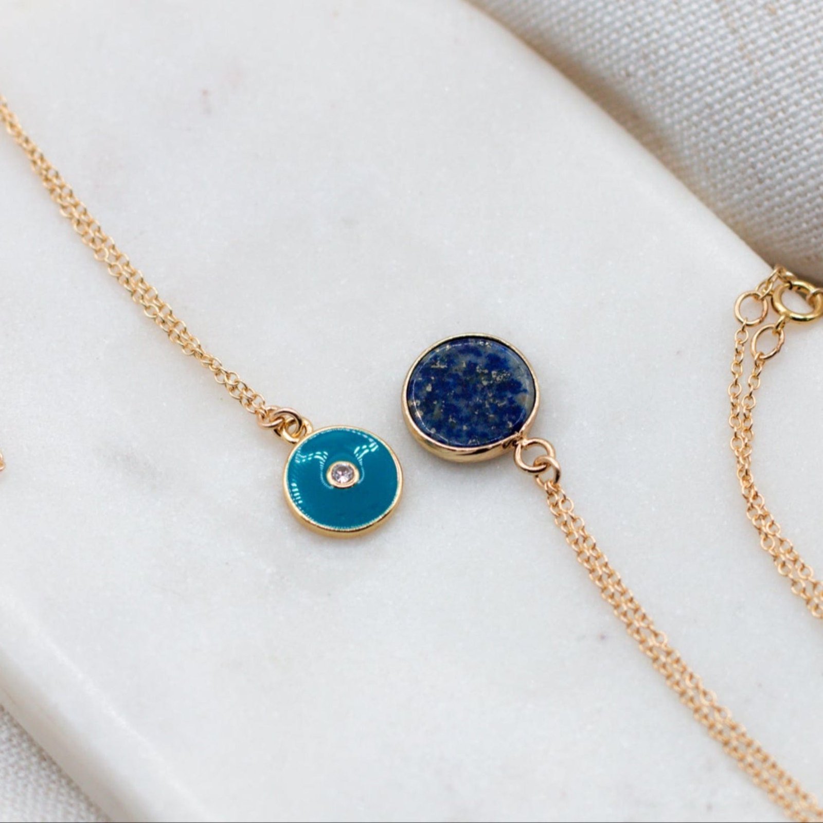 Evil Eye Enamel Protection Necklace with Cubic Zirconia - Image 3